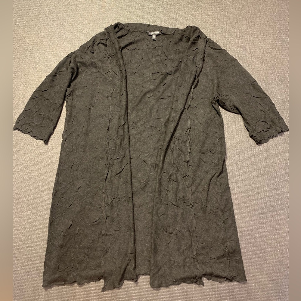 Eileen Fisher Lightweight Open Long Cardigan‎ Black Size Large